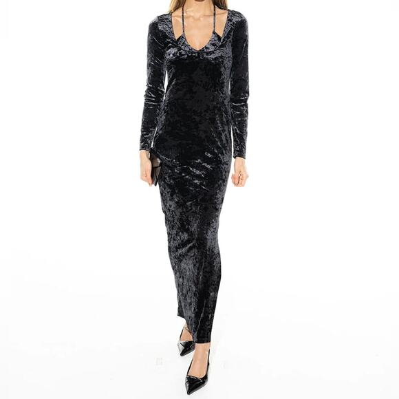 Torn by Ronny Kobo Callie Black Velvet Dress. - Picture 1 of 9